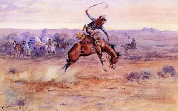 バッキング・ブロンコ 1899年 チャールズ・マリオン・ラッセル インディアナ州のカウボーイ Oil Paintings